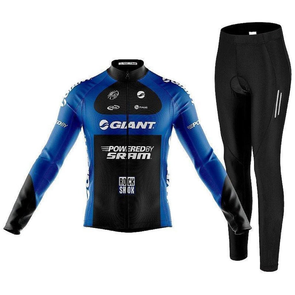 Kit Camisa Ciclismo Giant Longa Com Calça Espuma Refletivo Uv