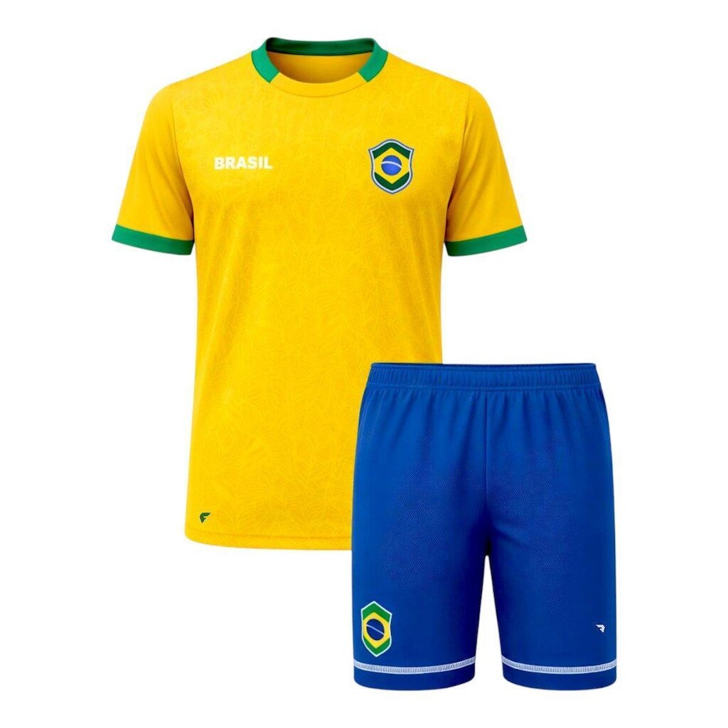 Kit Camisa e Calção Braziline Mini Craque Brasil Juvenil