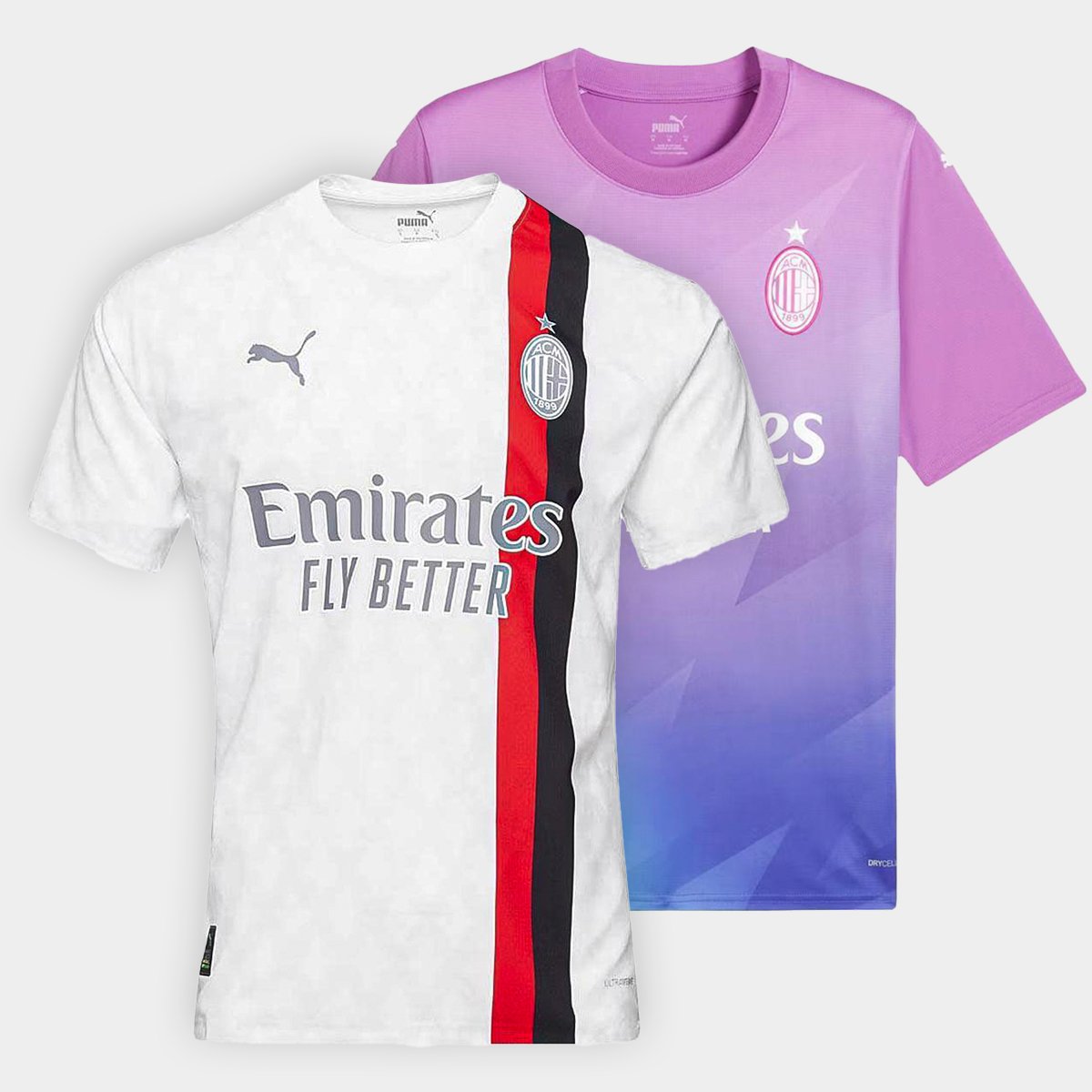 Kit Camisa Milan Away + Camisa Milan Third 23/24 Torcedor Masculina Menor preço em Kit Camisa Milan Away + Camisa Milan Third 23/24 Torcedor Masculina