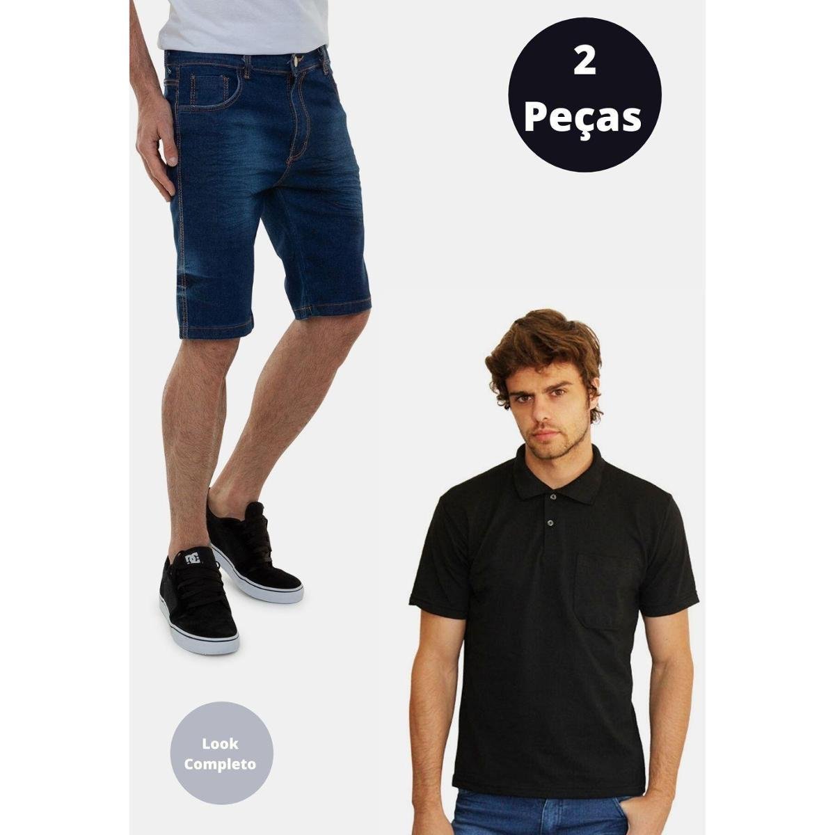 Camisa Polo Com Bermuda Jeans Camisa Gola Polo Piquet Masculina