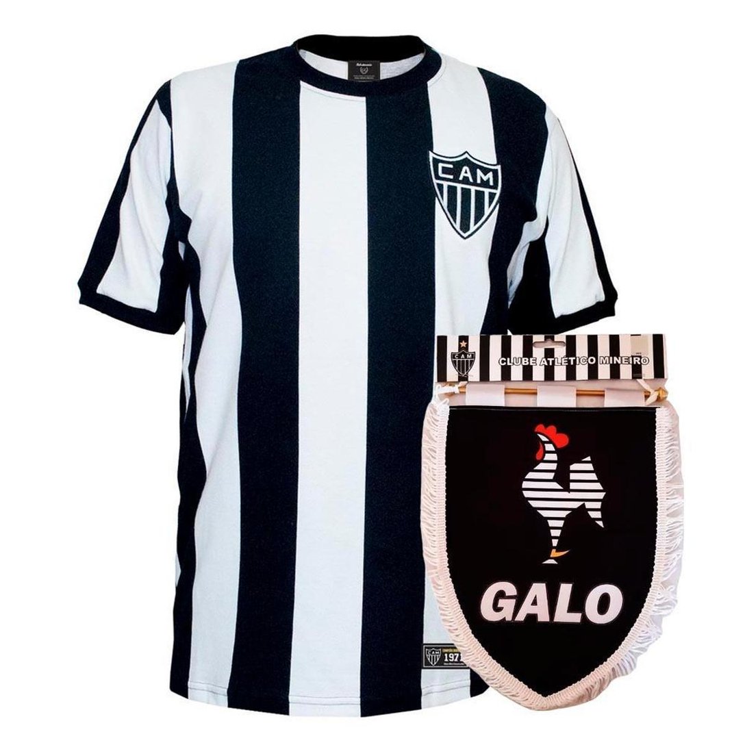 Kit Camisa Retrô Atlético Mineiro 1971 + Flâmula Oficial Preto Netshoes