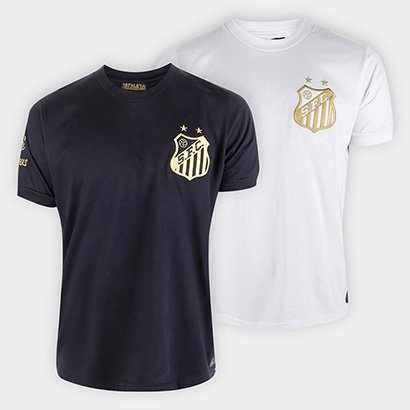 Kit Camisa Santos Pelé Athleta Comemorativa 1000 Gols C/2 Masculina - Masculino