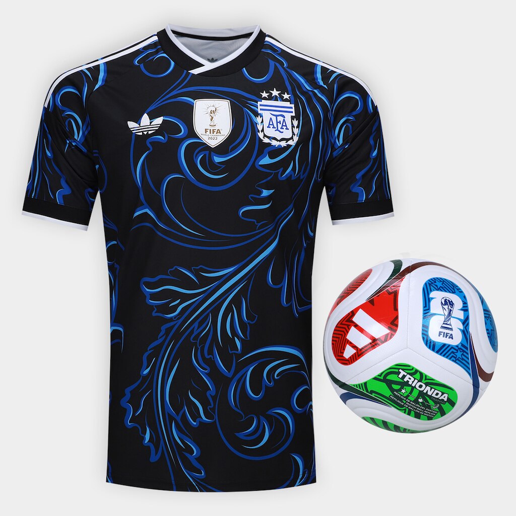 Kit Camisa Seleção Argentina Away 2026 Originals + Bola Trionda Training Adidas