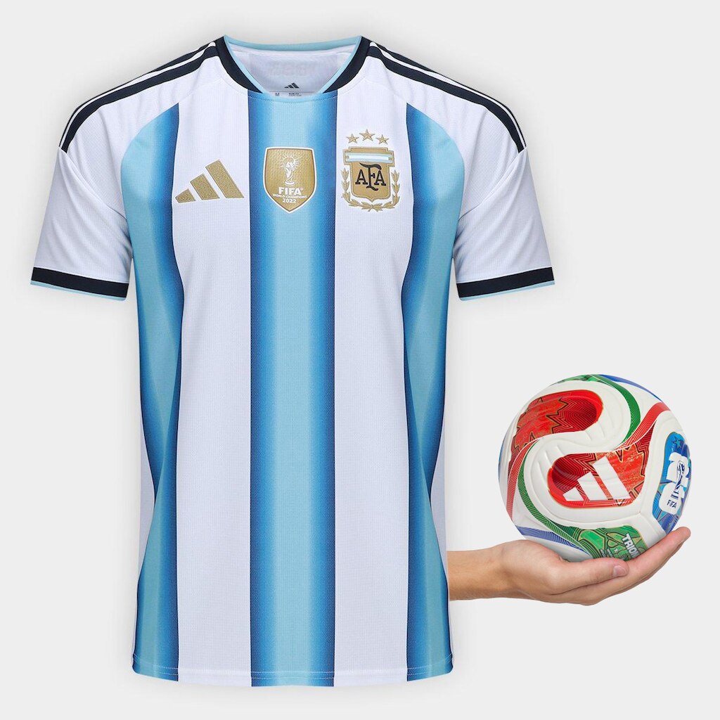 Kit Camisa Seleção Argentina Home Torcedor 2026 +Mini Bola Trionda Adidas