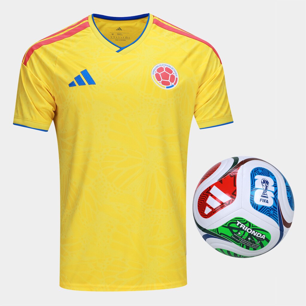 Kit Camisa Seleção Colômbia Home 2026 + Bola Trionda Training Adidas