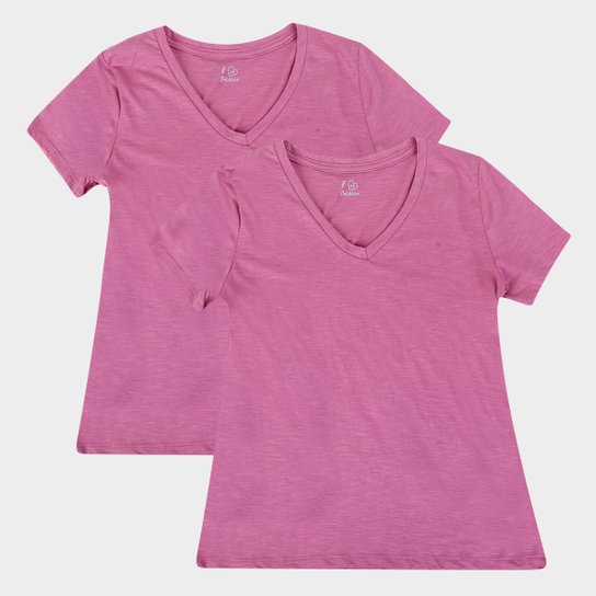 Kit Camiseta Abrange C/ 2 Peças Feminina - Rosa Escuro Menor preço em Kit Camiseta Abrange C/ 2 Peças Feminina - Rosa Escuro