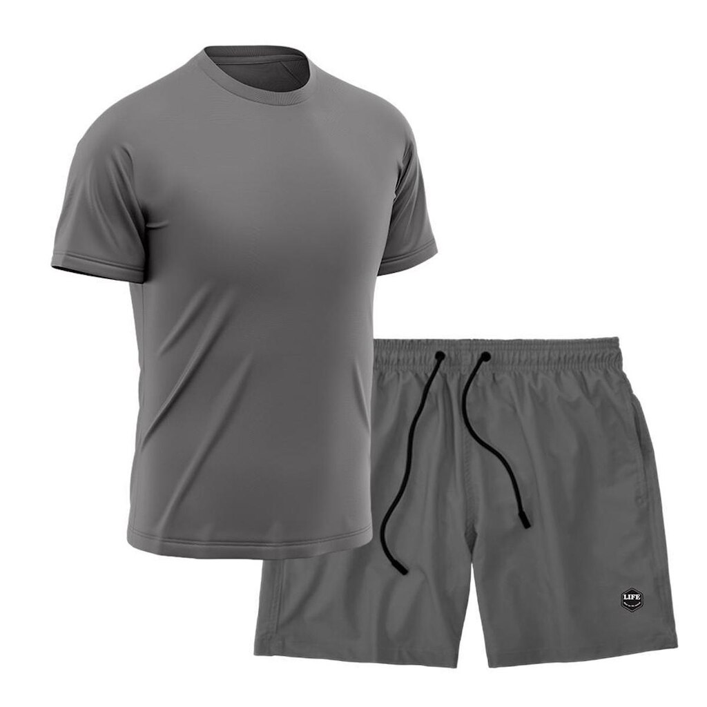 Kit Camiseta Academia + Bermuda Mauricinho- Cinza