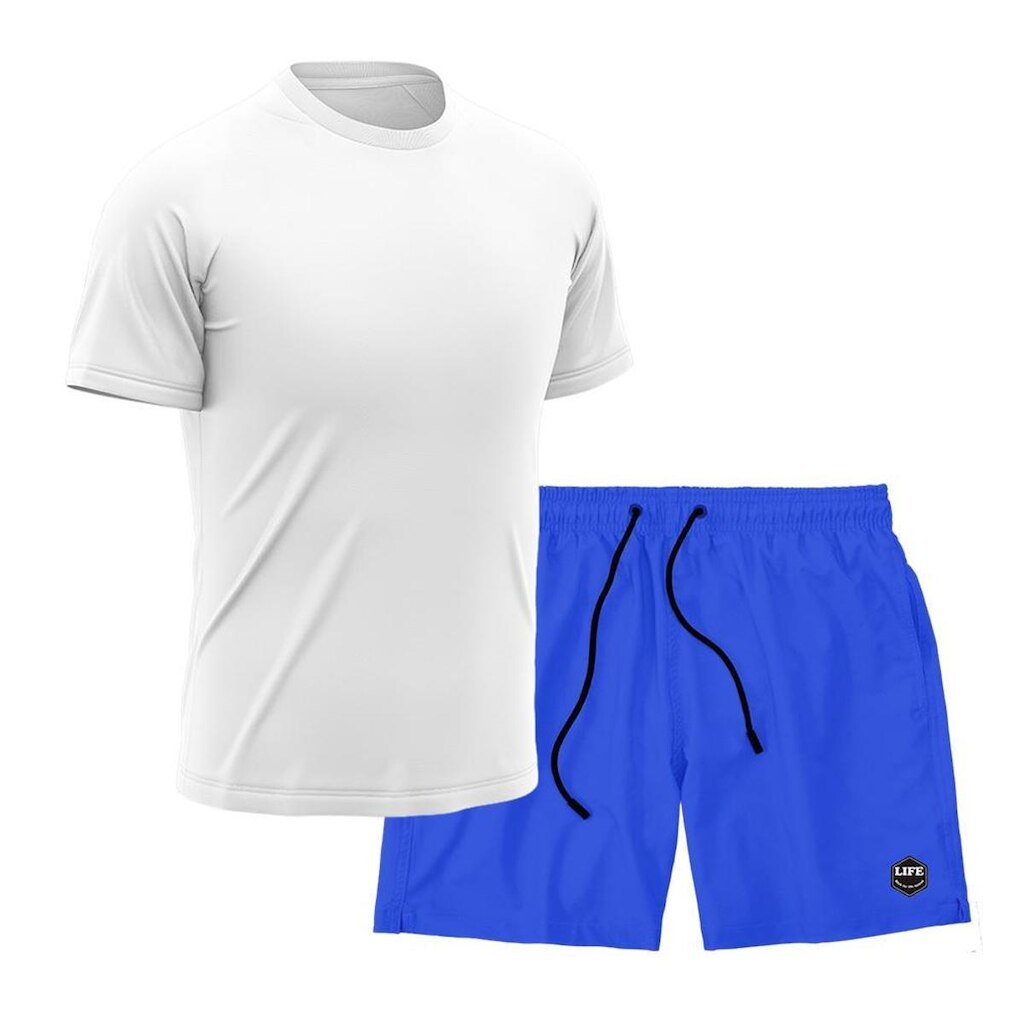 Kit Camiseta Academia + Bermuda Mauricinho Tactel- Branco