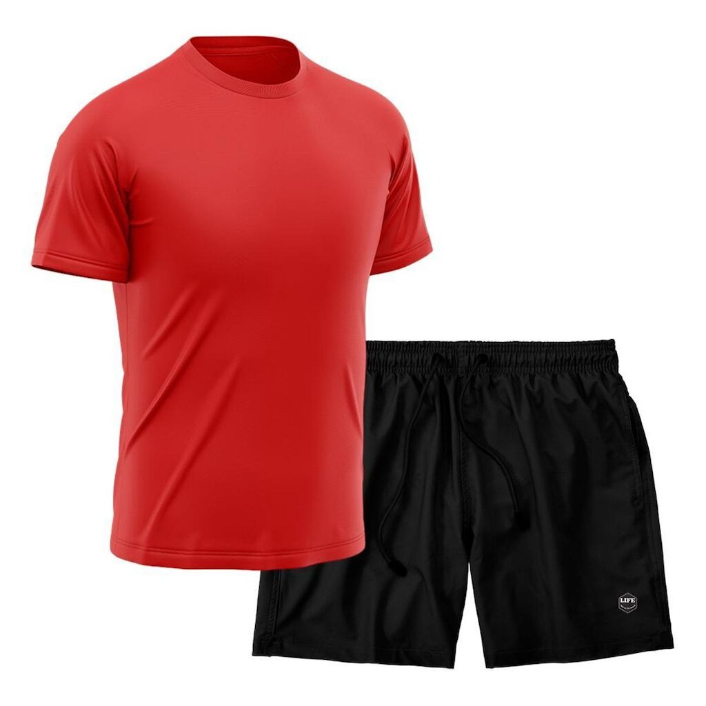 Kit Camiseta Academia + Bermuda Mauricinho- Vermelho
