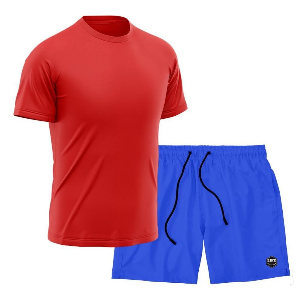 Kit Camiseta Academia + Bermuda Mauricinho- Vermelho