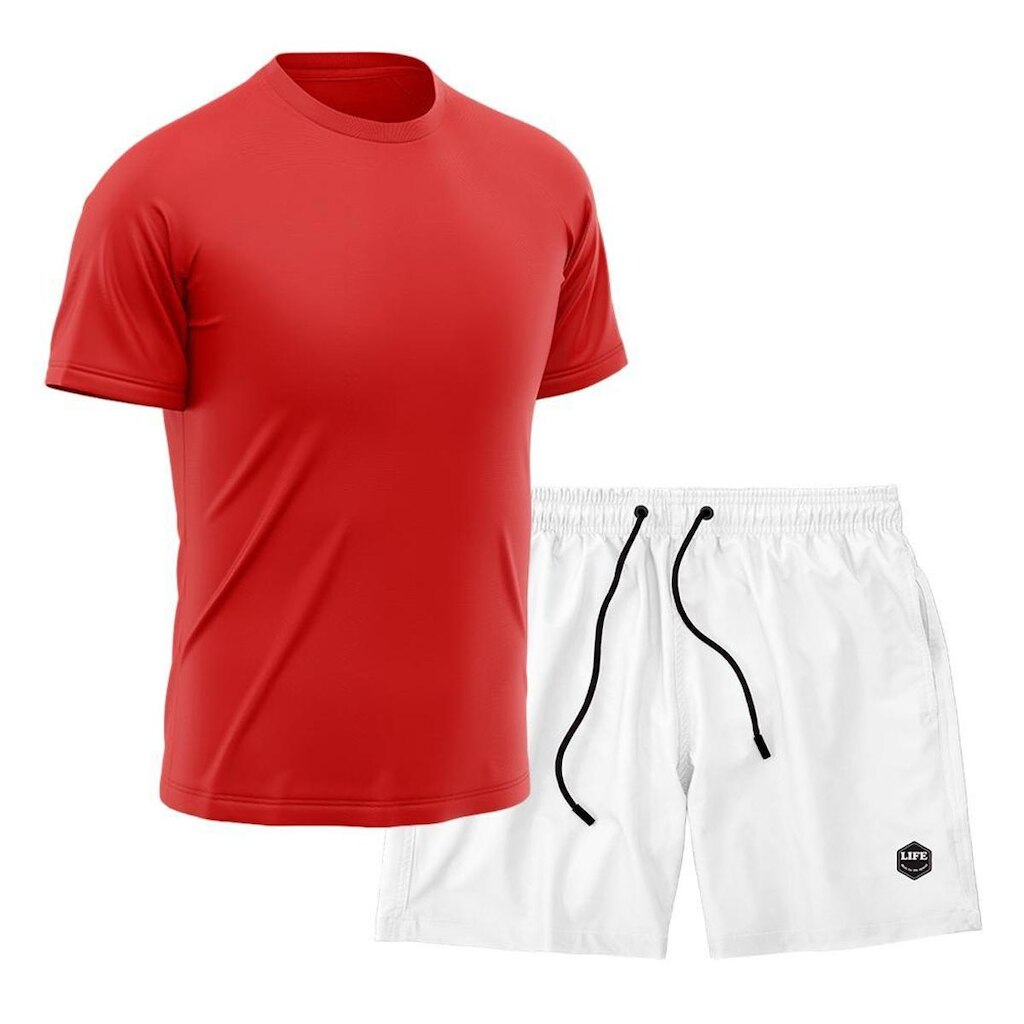 Kit Camiseta Academia + Bermuda Mauricinho- Vermelho