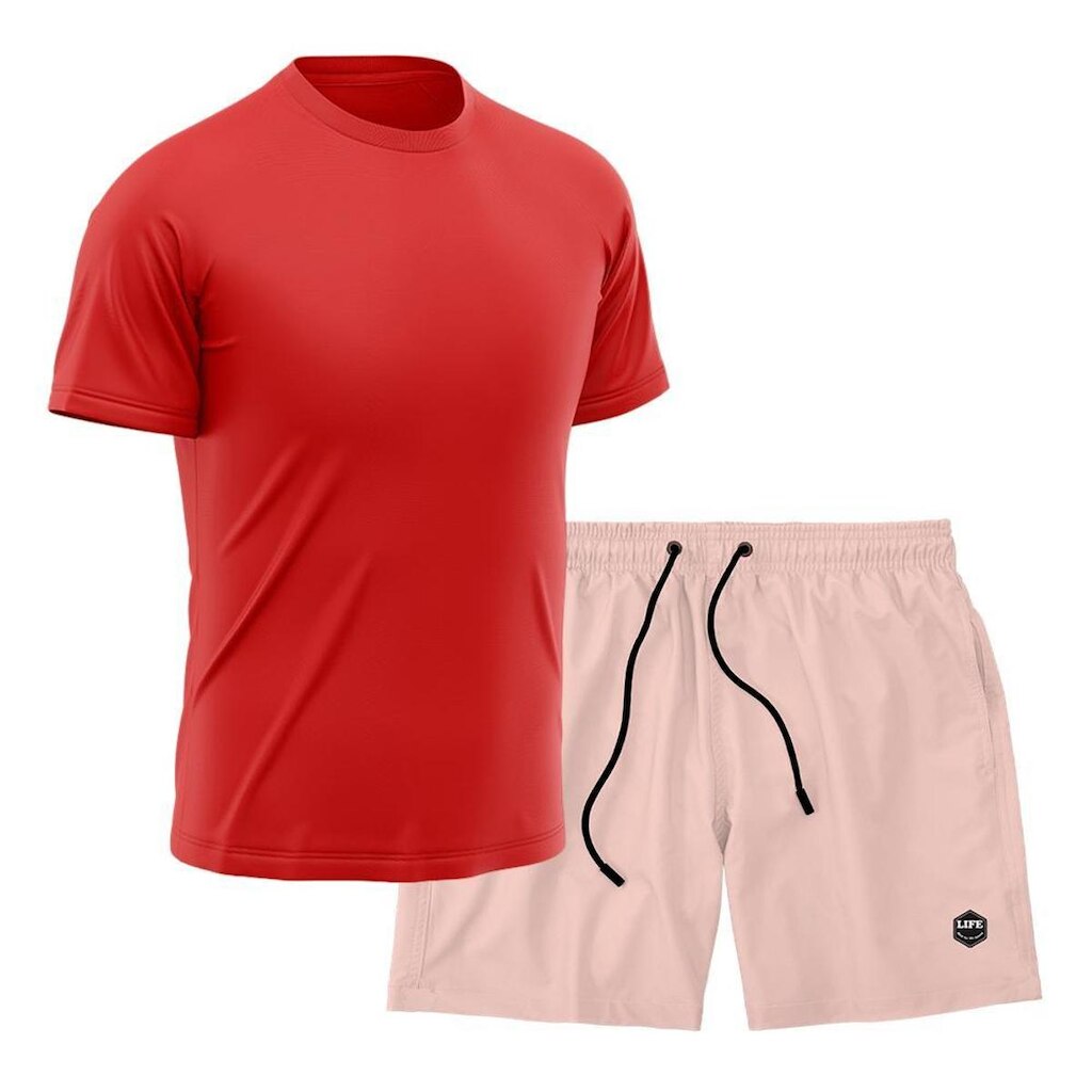 Kit Camiseta Academia + Bermuda Mauricinho- Vermelho