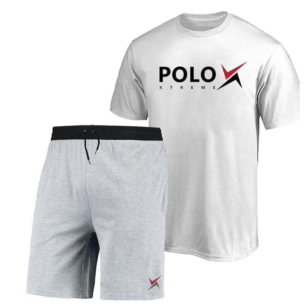 Kit Camiseta Algodão + Bermuda Masculina Moletom Dia a Dia