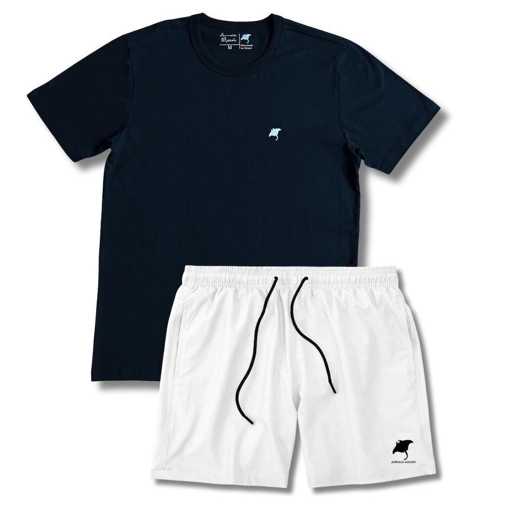 Kit Camiseta Arraia Maori e Short Mauricinho Tactel com Elastano Conjunto