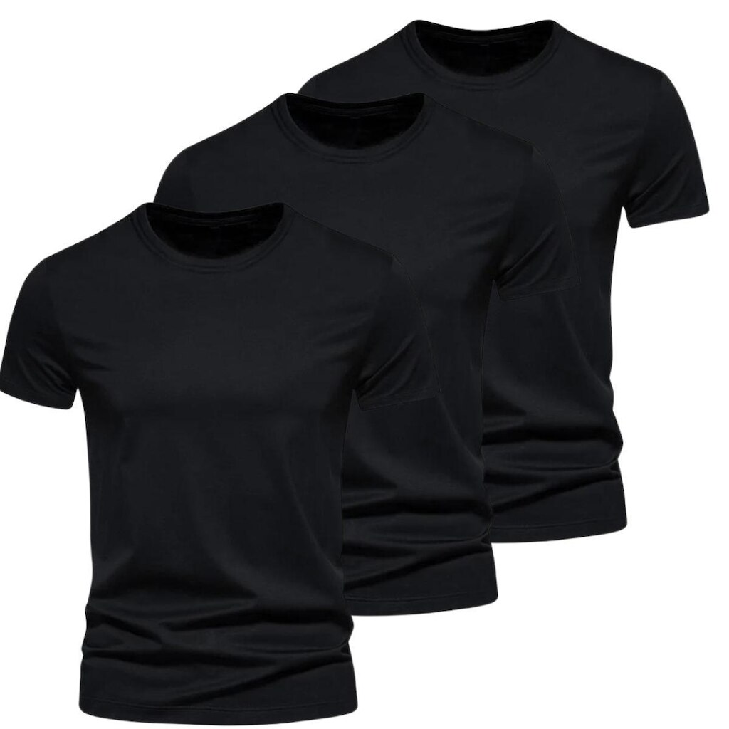 Kit Camiseta Básica Algodão Masculina - 3 Peças