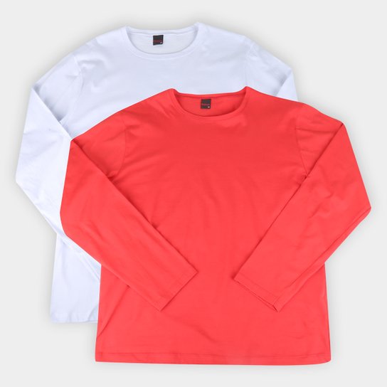Kit Camiseta Básica Manga Longa Masculina c/ 2 Peças - Branco+Laranja é ruim? Kit Camiseta Básica Manga Longa Masculina c/ 2 Peças - Branco+Laranja é boa?