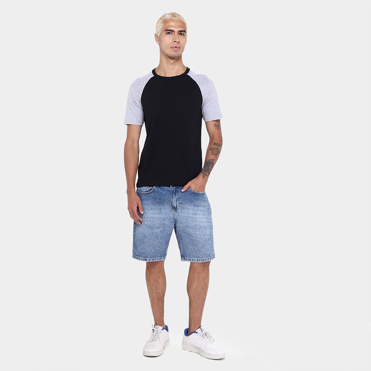 Kit Camiseta Básicos Raglan  2 Peças Masculina - 4
