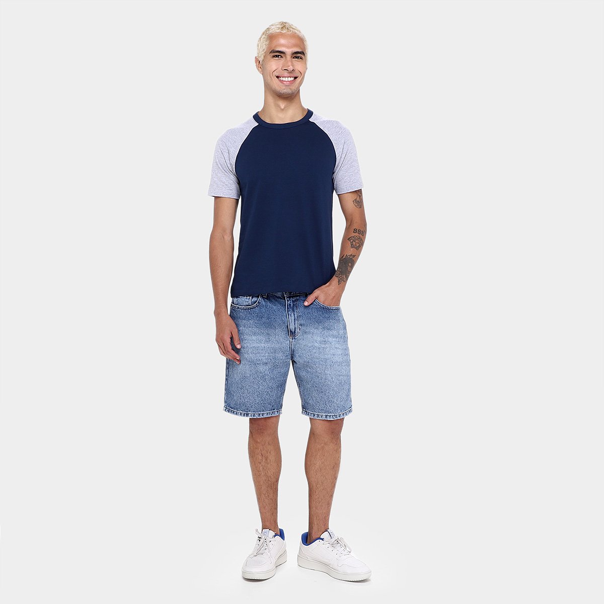 Kit Camiseta Básicos Raglan  2 Peças Masculina - 4