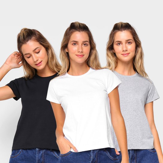 Kit Camiseta Burn Básica c/ 3 Peças Feminina - Preto+Cinza é ruim? Kit Camiseta Burn Básica c/ 3 Peças Feminina - Preto+Cinza é boa?