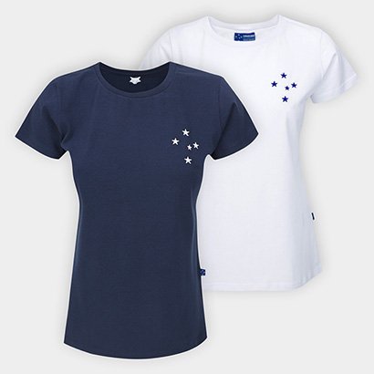 Kit Camiseta Cruzeiro Classic Baby Look C/2 Feminina - Feminino