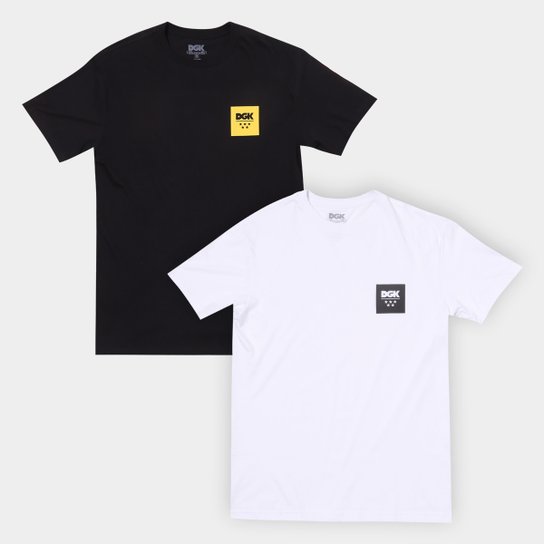 Kit Camiseta DGK New Pack Tee c/2 Peças Masculino - Preto+Branco Menor preço em Kit Camiseta DGK New Pack Tee c/2 Peças Masculino - Preto+Branco