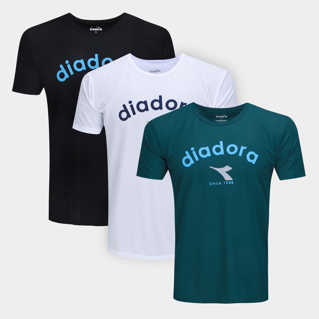 Kit Camiseta Diadora Com 3 Peças Logo Masculino