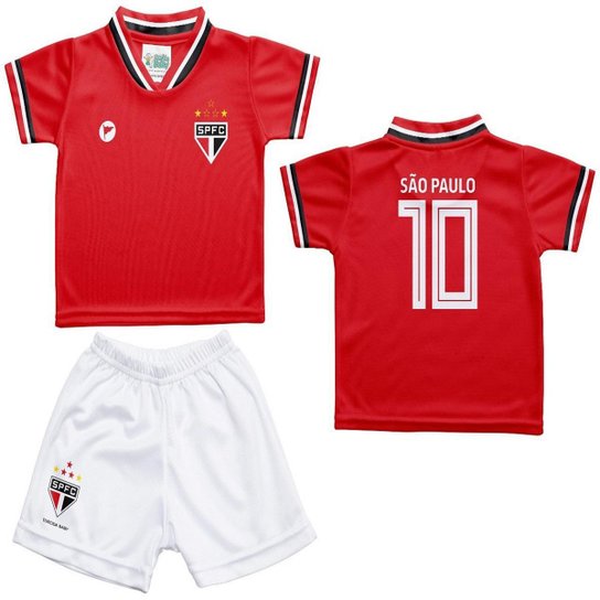 Kit Camiseta e Short Vermelho Bebê São Paulo - Torcida Baby - Branco+Vermelho Menor preço em Kit Camiseta e Short Vermelho Bebê São Paulo - Torcida Baby - Branco+Vermelho