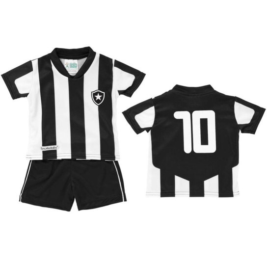 Kit Camiseta e Shorts Bebê Botafogo - Torcida Baby - Preto+Branco Menor preço em Kit Camiseta e Shorts Bebê Botafogo - Torcida Baby - Preto+Branco