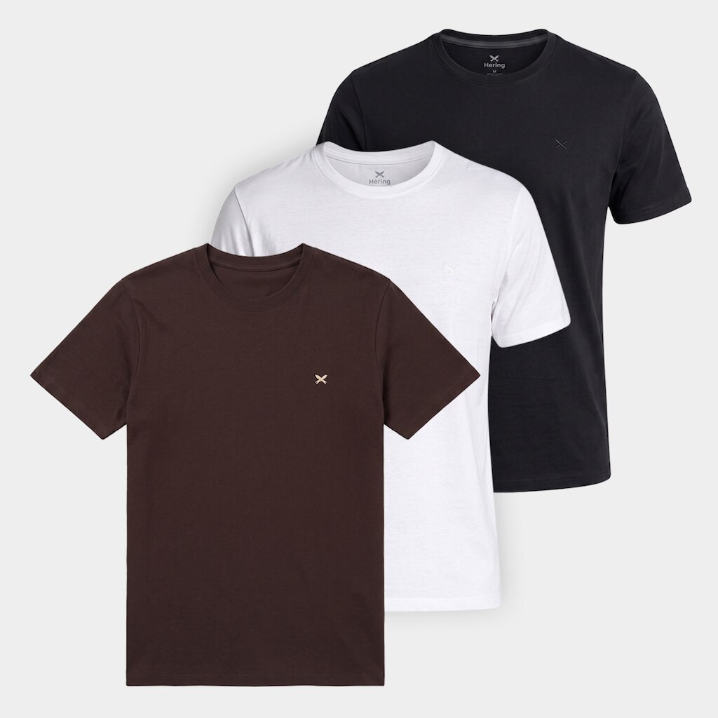 Kit Camiseta Hering Slim Bordado C/ 3 Masculina