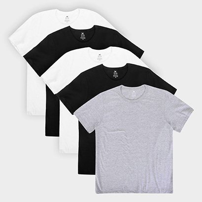 Kit Camiseta Hering Slim Masculina 5 Peças 1 Kit Camiseta Hering Slim Masculina 5 Peças - Masculino