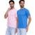 Kit Camiseta Industrie Básica Bordada  Algodão Premium Masculina 2 peças Cores - Rosa+Azul