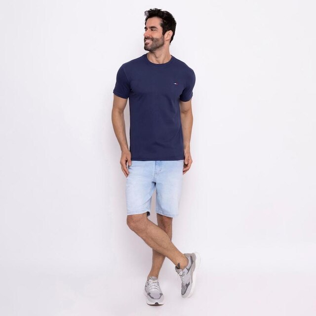 Kit Camiseta Industrie Básica Bordada França Clássico  Algodão Premium Masculina 3 peças Cores