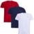 Kit Camiseta Industrie Básica Bordada França Tommi  Algodão Premium Masculina 3 peças Cores - Vermelho+Marinho