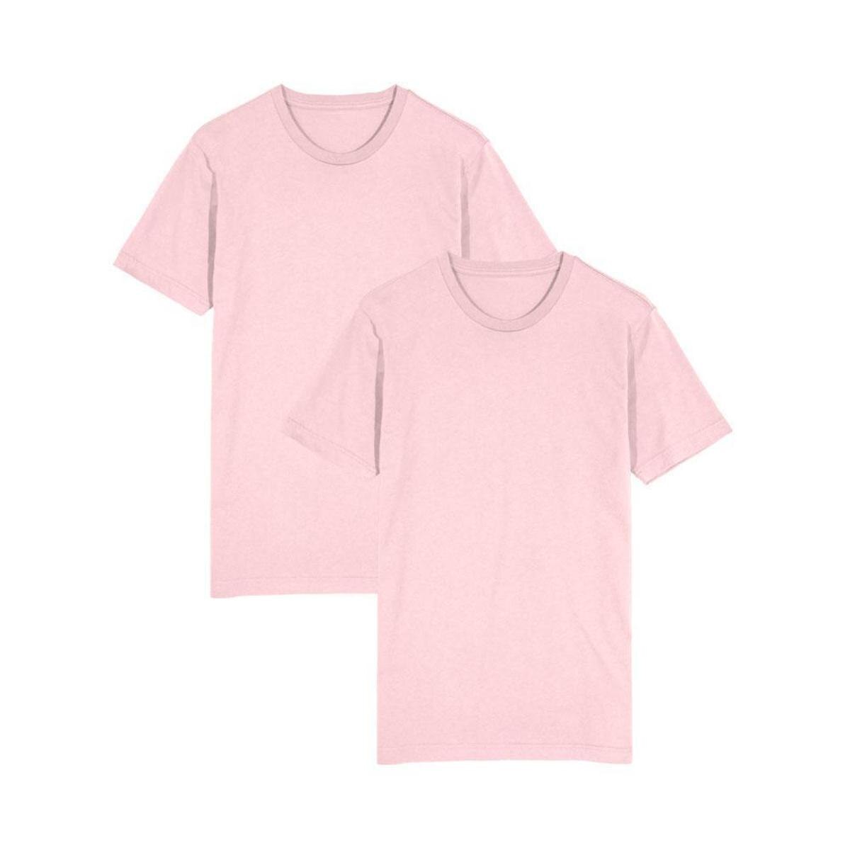 Kit Camiseta Lisa c/ 2 Peças Básicas Premium 100% Algodão Masculina - Rosa | Netshoes