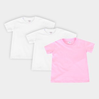 Kit Camiseta Manga Curta Juvenil All Free Básica Feminina 3 Peças