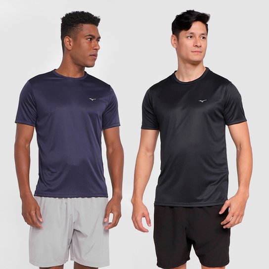 Kit Camiseta Mizuno Energy Masculina 2 Peças - Preto Menor preço em Kit Camiseta Mizuno Energy Masculina 2 Peças - Preto