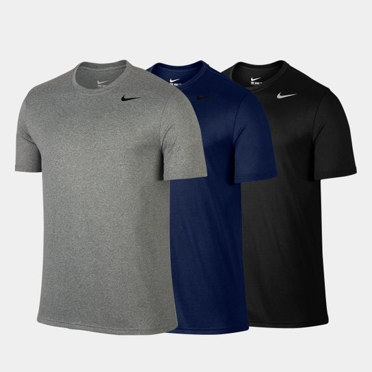 Kit Camiseta Nike Legend 2.0 Ss Masculina c/ 3 Peças - Cinza+Preto Menor preço em Kit Camiseta Nike Legend 2.0 Ss Masculina c/ 3 Peças - Cinza+Preto