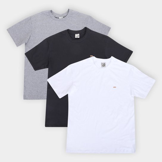 Kit Camiseta Occy Básica C/ 3 Peças Masculina - Colorido Menor preço em Kit Camiseta Occy Básica C/ 3 Peças Masculina - Colorido