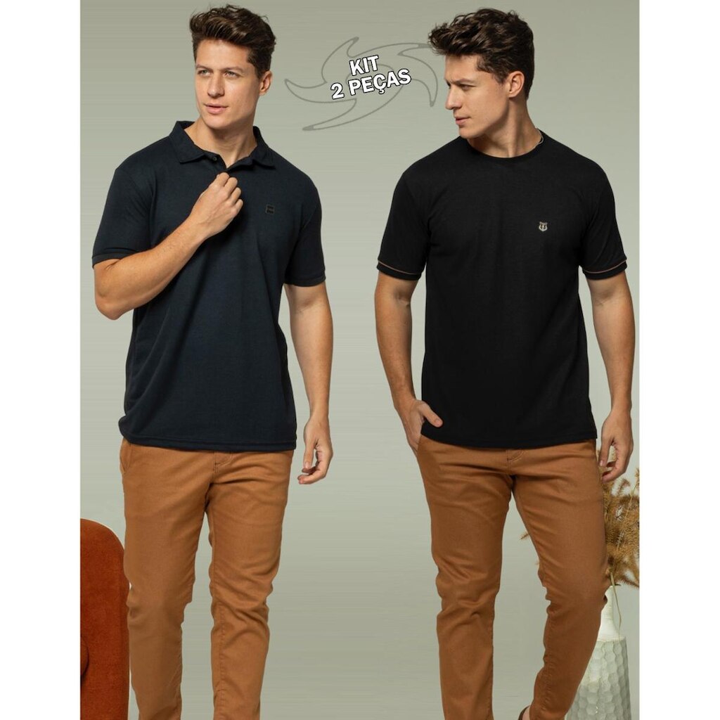 Kit Camiseta Trup Basica Malha Piquet Gola Careca e Polo