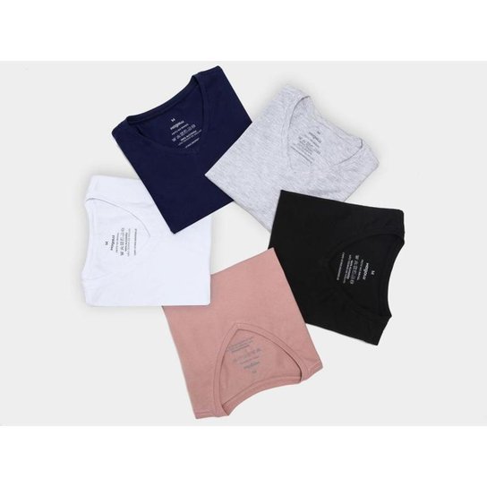 Kit Camiseta Vista Gola V 5 Peças - Colorido Menor preço em Kit Camiseta Vista Gola V 5 Peças - Colorido