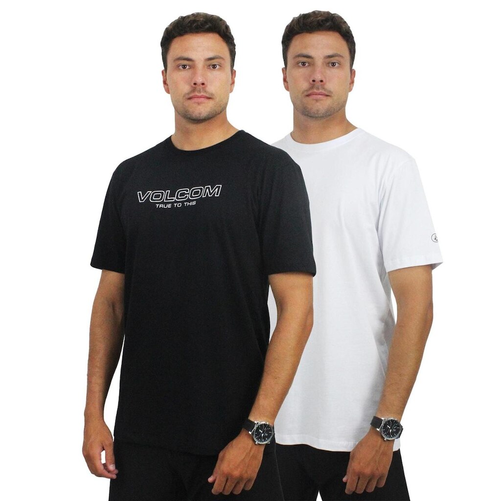 Kit Camiseta Volcom Corporate Stone Black White