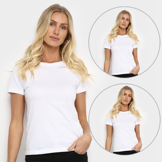 Camiseta Básica Camisa Branca Feminina Hering Kit Camisetas