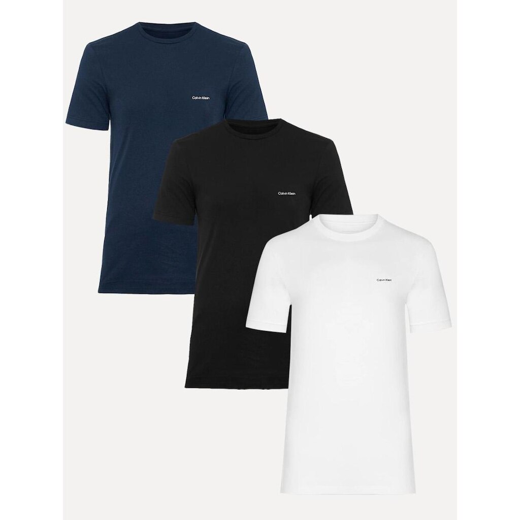 Kit Camisetas Calvin Klein | Masculina Flamê Preta/Branca/Marinho