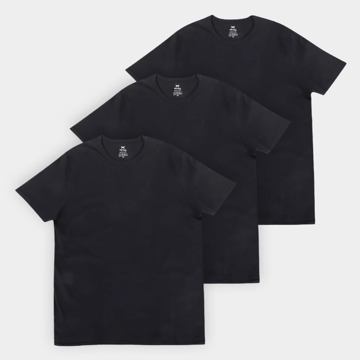 Kit Camisetas Hering Básicas Com 3 Peças Masculinas - Preto