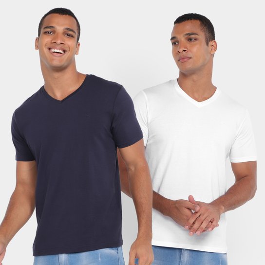 Kit Camisetas Lupo Básicas 2 Peças Masculinas - Azul+Branco é boa?