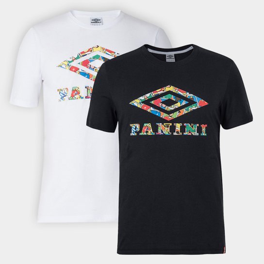 Kit Camisetas Umbro Panini 2 Peças Masculino - Branco+Preto Menor preço em Kit Camisetas Umbro Panini 2 Peças Masculino - Branco+Preto