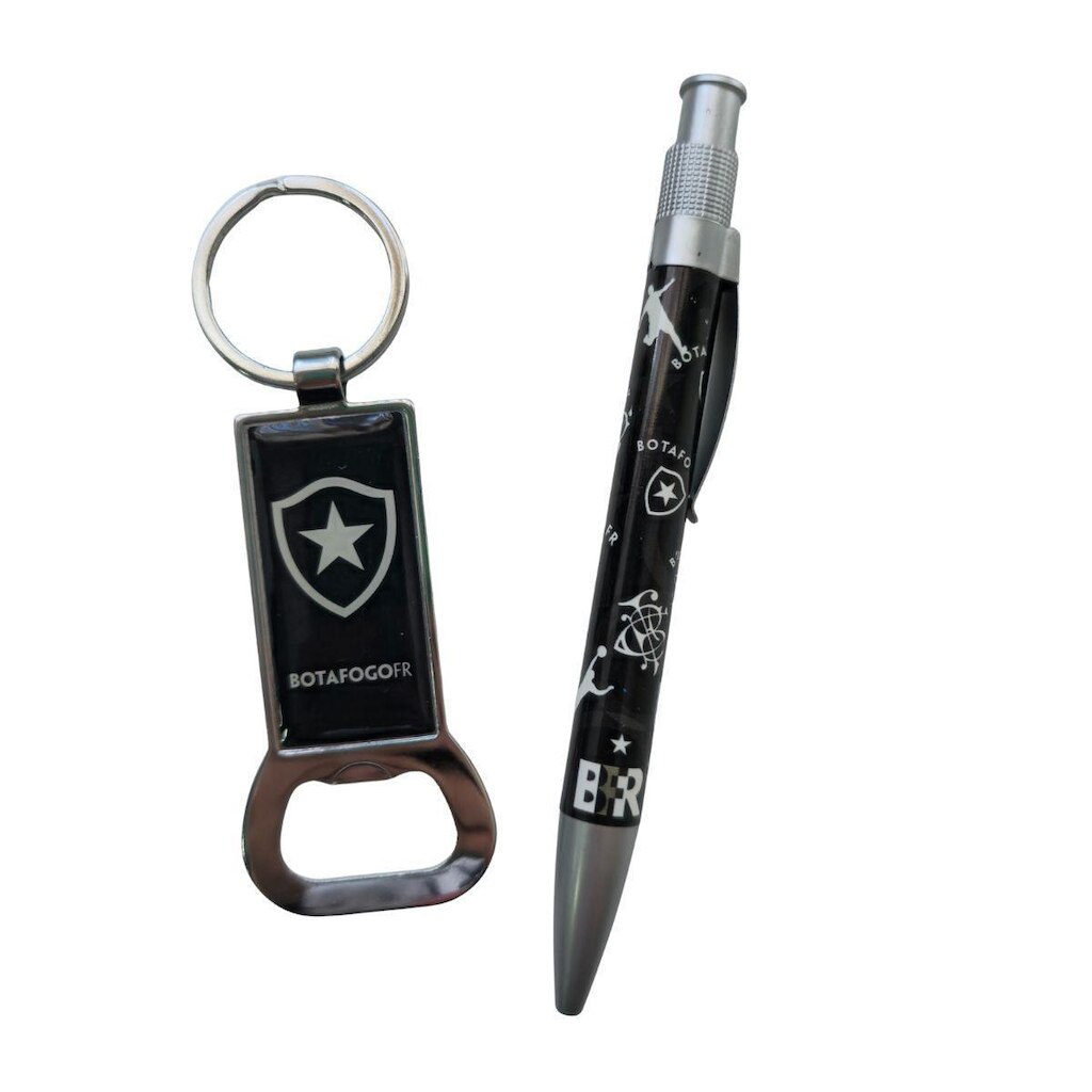 Kit Caneta Roller Ball + Chaveiro Abridor Botafogo