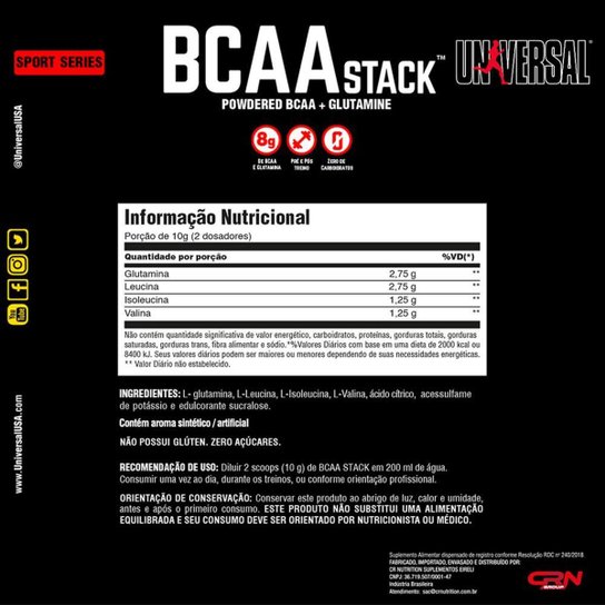 Kit Carb Max 600g + BCAA Stack 250g - Universal