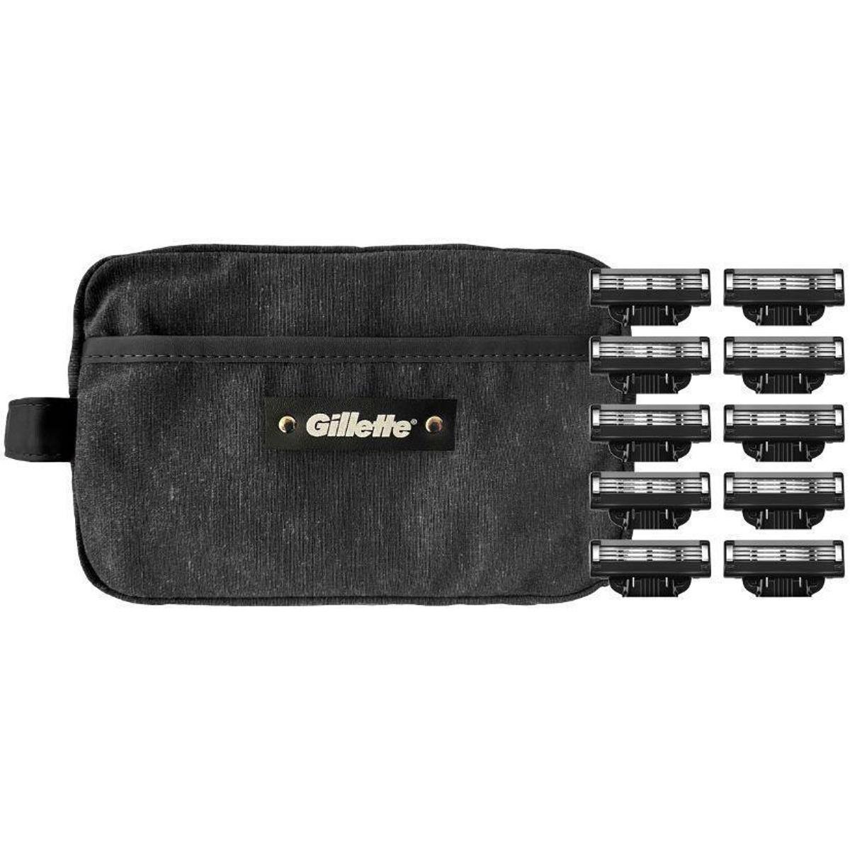 Kit Carga para Aparelho de Barbear Gillette Mach 3 Carbono 10 Unidades com Necessaire Kit Carga para Aparelho de Barbear Gillette Mach 3 Carbono 10 Unidades com Necessaire