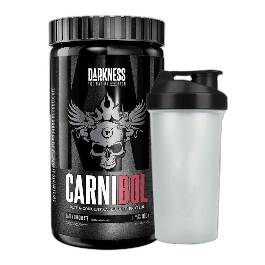 Kit Carnibol Isolado Chocolate 900g + Coqueteleira - Darkness